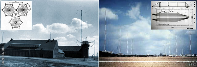 панорама и схема антенного полотна радиостанций Goliath и Yosami