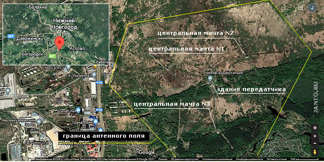 спутниковая карта VLF радиостанции Голиаф
