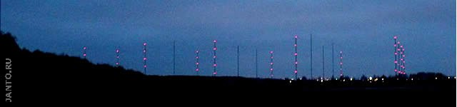 ночная панорама VLF радиостанции Голиаф (РФ)