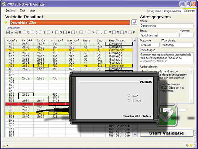Анализатор PMIX35 и скриншот PMIX35 Network Analyzer