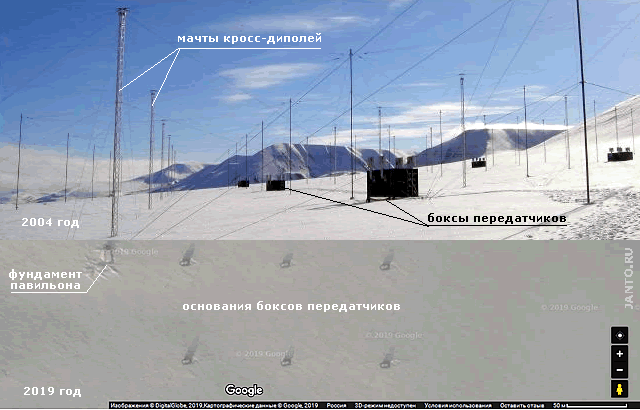 панорама 2004 года и карта 2019 года комплекса SPEAR