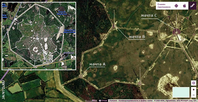 спутниковая карта VLF радиостанции Rosnay в высоком разрешении