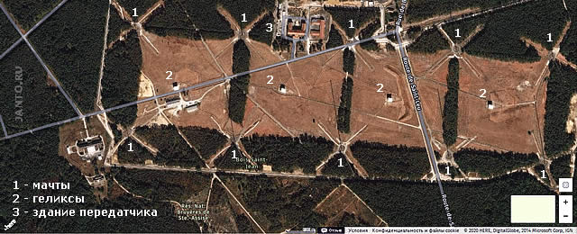 спутниковая карта VLF радиостанции Sainte-Assise с высоким разрешением
